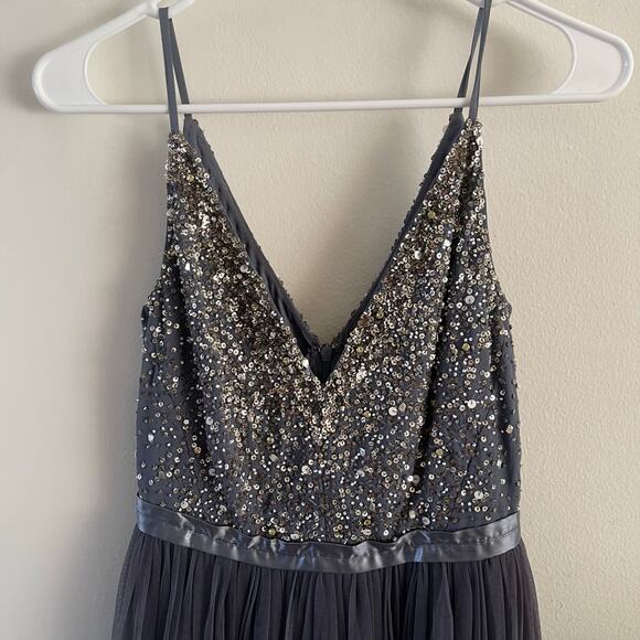 BHLDN Avery Bridesmaid Dress Womens Sz 0 Hydrangea Fairy Sequined Formal Whimsy - Picture 6 of 16